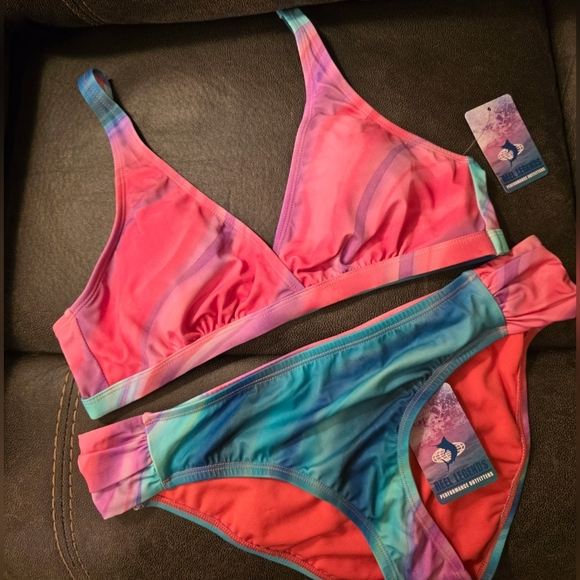 Reel Legends Other - Reel Legends Pink and Blue Green Bikini Set